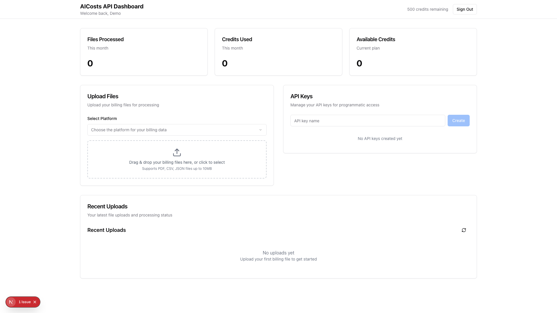 Dashboard & Credit Management